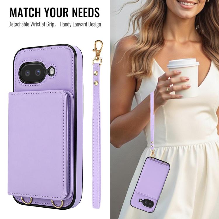 For Google Pixel 9a Crossbody Dual-buckle Wallet RFID Back Leather Phone Case