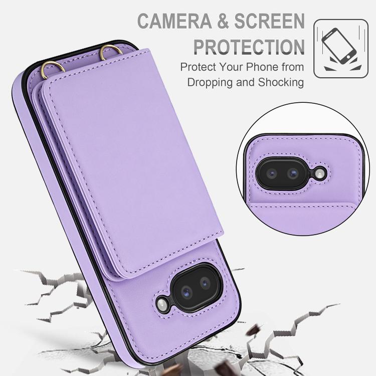 For Google Pixel 9a Crossbody Dual-buckle Wallet RFID Back Leather Phone Case