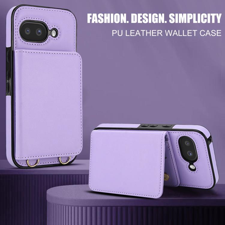 For Google Pixel 9a Crossbody Dual-buckle Wallet RFID Back Leather Phone Case
