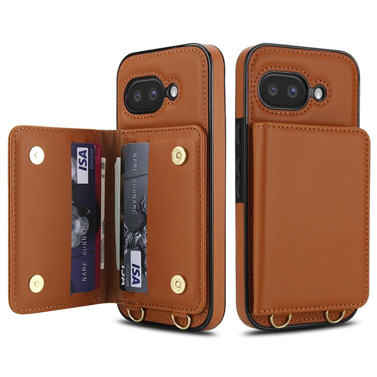 For Google Pixel 9a Crossbody Dual-buckle Wallet RFID Back Leather Phone Case