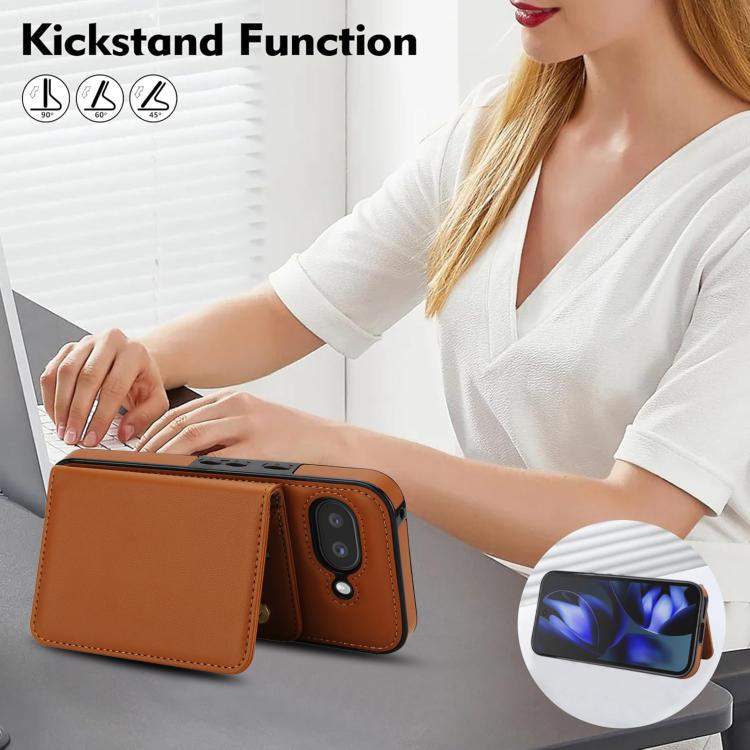 For Google Pixel 9a Crossbody Dual-buckle Wallet RFID Back Leather Phone Case