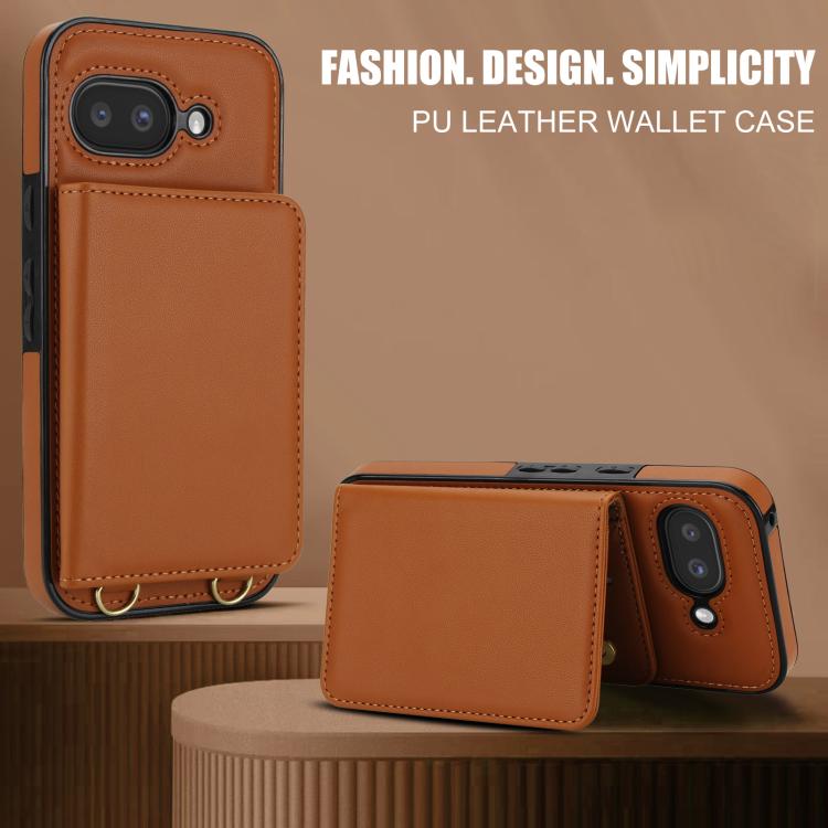 For Google Pixel 9a Crossbody Dual-buckle Wallet RFID Back Leather Phone Case