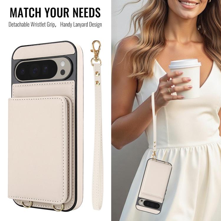 For Google Pixel 9 Pro Crossbody Dual-buckle Wallet RFID Back Leather Phone Case