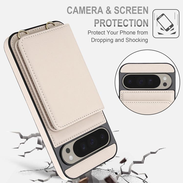 For Google Pixel 9 Pro Crossbody Dual-buckle Wallet RFID Back Leather Phone Case