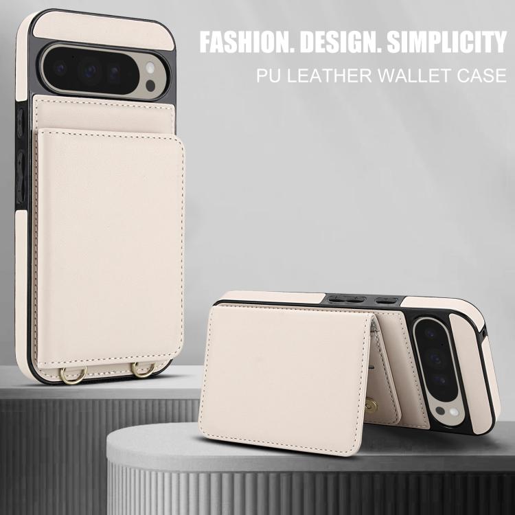 For Google Pixel 9 Pro Crossbody Dual-buckle Wallet RFID Back Leather Phone Case