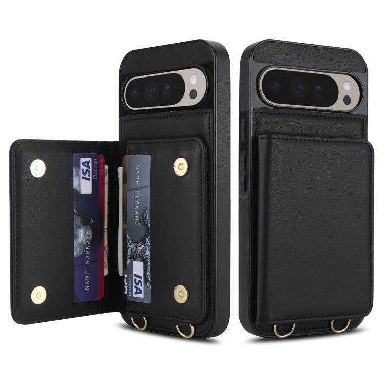 For Google Pixel 9 Crossbody Dual-buckle Wallet RFID Back Leather Phone Case