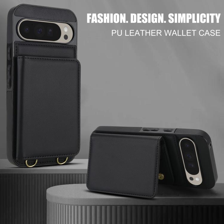 For Google Pixel 9 Crossbody Dual-buckle Wallet RFID Back Leather Phone Case