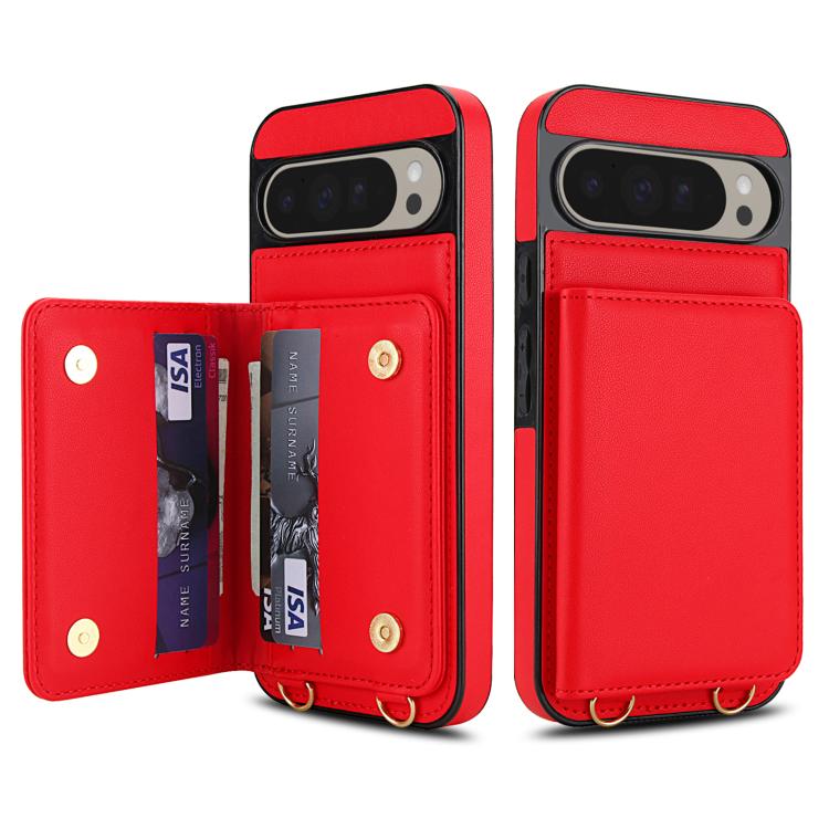 For Google Pixel 9 Crossbody Dual-buckle Wallet RFID Back Leather Phone Case