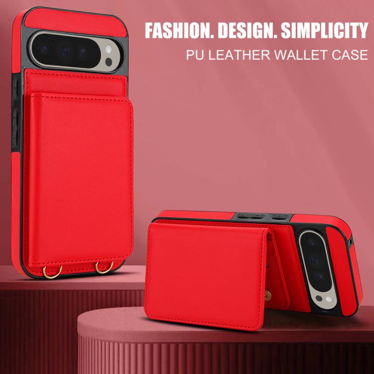 For Google Pixel 9 Crossbody Dual-buckle Wallet RFID Back Leather Phone Case