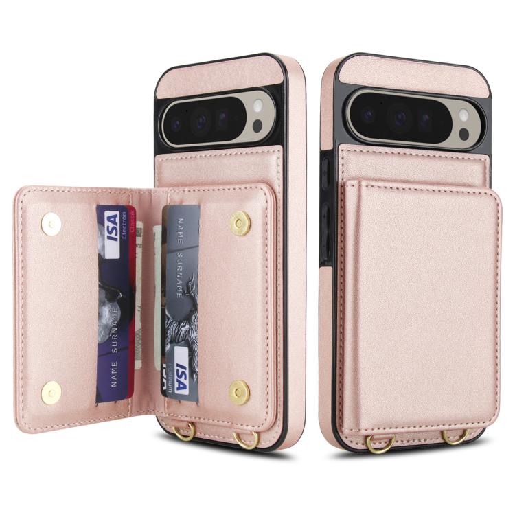 For Google Pixel 9 Crossbody Dual-buckle Wallet RFID Back Leather Phone Case