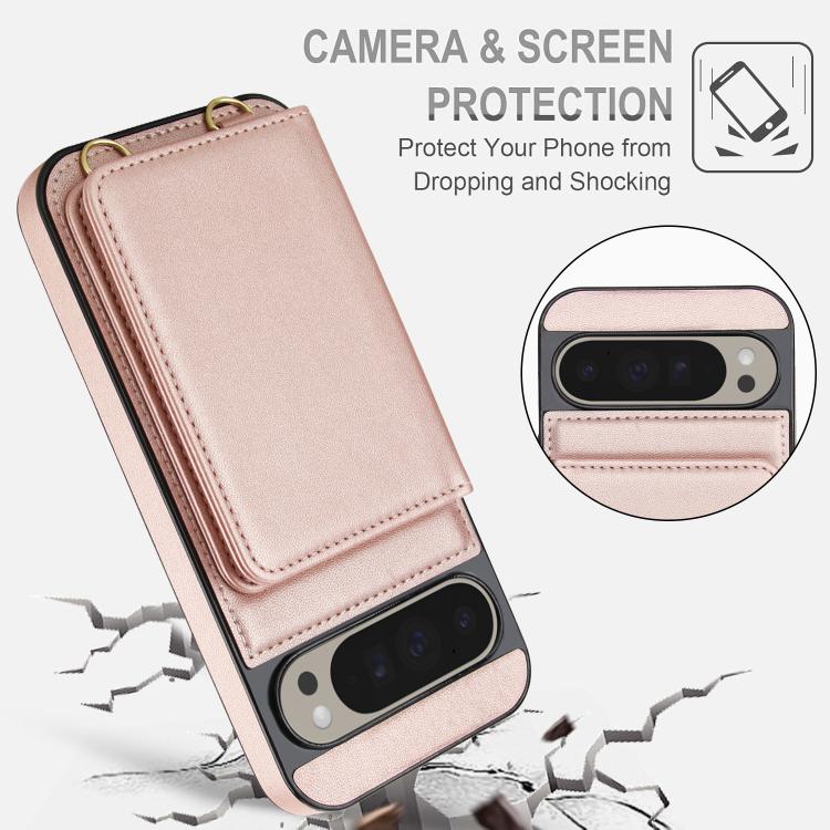 For Google Pixel 9 Crossbody Dual-buckle Wallet RFID Back Leather Phone Case