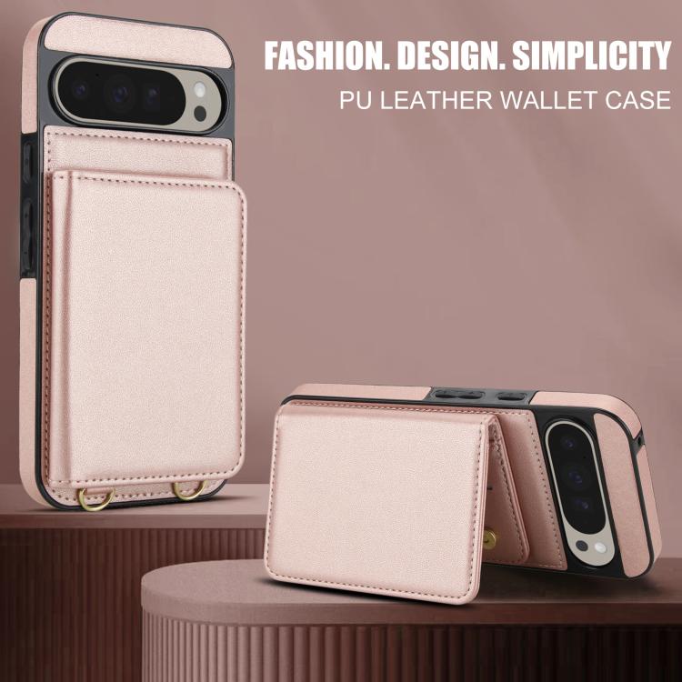 For Google Pixel 9 Crossbody Dual-buckle Wallet RFID Back Leather Phone Case