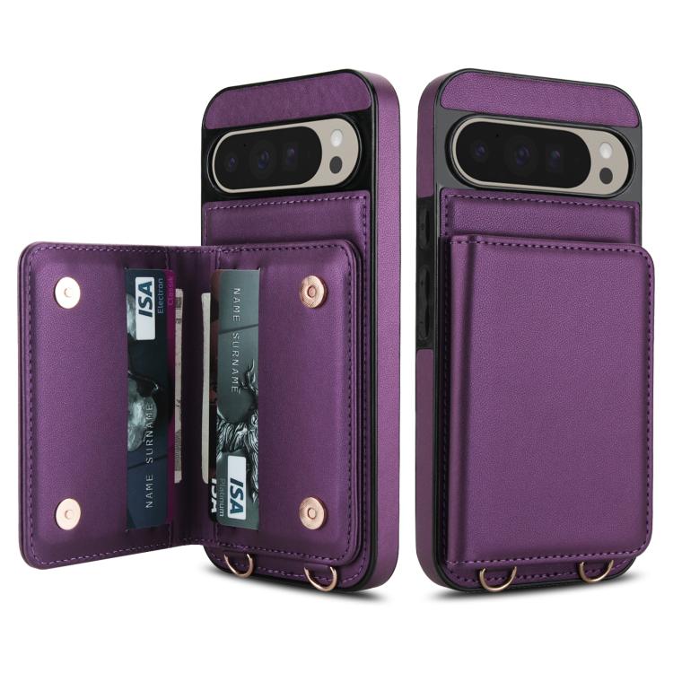 For Google Pixel 9 Crossbody Dual-buckle Wallet RFID Back Leather Phone Case