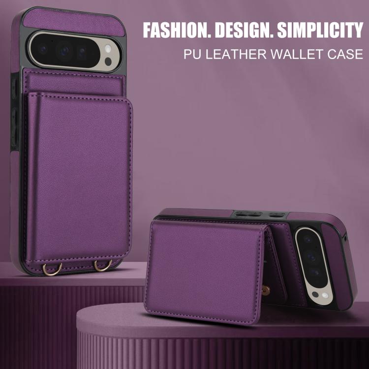 For Google Pixel 9 Crossbody Dual-buckle Wallet RFID Back Leather Phone Case
