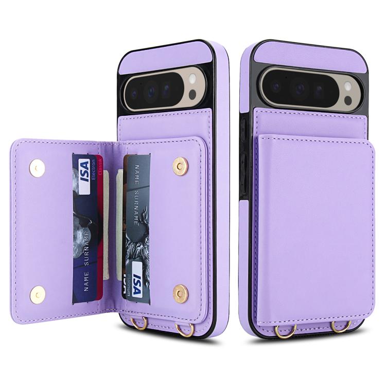 For Google Pixel 9 Crossbody Dual-buckle Wallet RFID Back Leather Phone Case