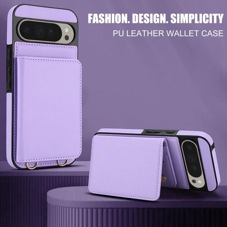 For Google Pixel 9 Crossbody Dual-buckle Wallet RFID Back Leather Phone Case