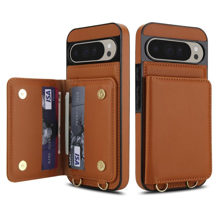 For Google Pixel 9 Crossbody Dual-buckle Wallet RFID Back Leather Phone Case