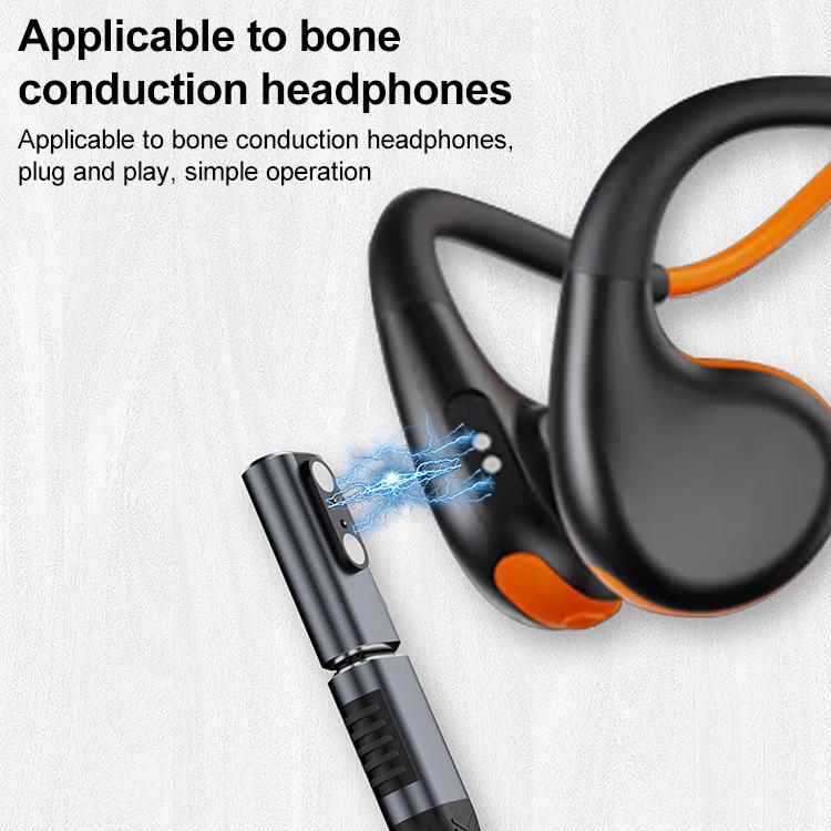 Smart Watch / Bone Conduction Earphone USB-C / Type-C Interface Adapter Converter, Type:2 Pin 2.8mm - Black
