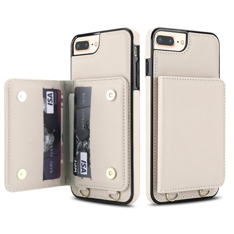 For iPhone SE 2022 / SE 2020 / 8 / 7 Crossbody Dual-buckle Wallet RFID Back Leather Phone Case