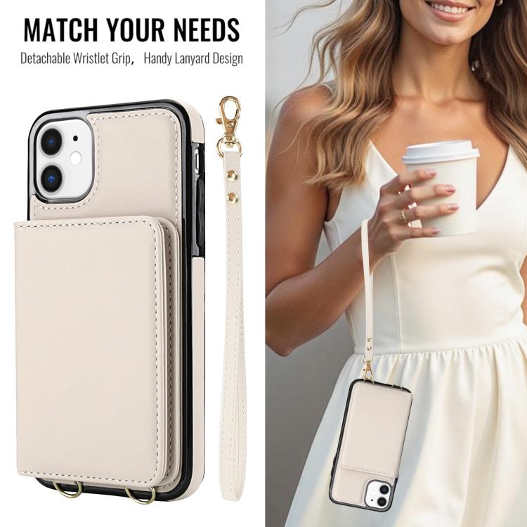 For iPhone 11 Crossbody Dual-buckle Wallet RFID Back Leather Phone Case