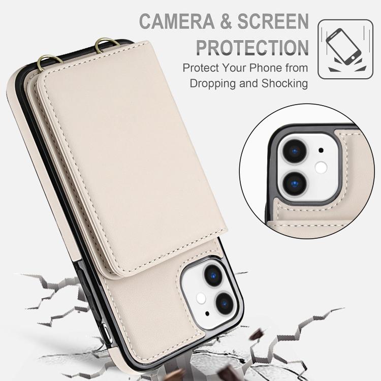 For iPhone 11 Crossbody Dual-buckle Wallet RFID Back Leather Phone Case