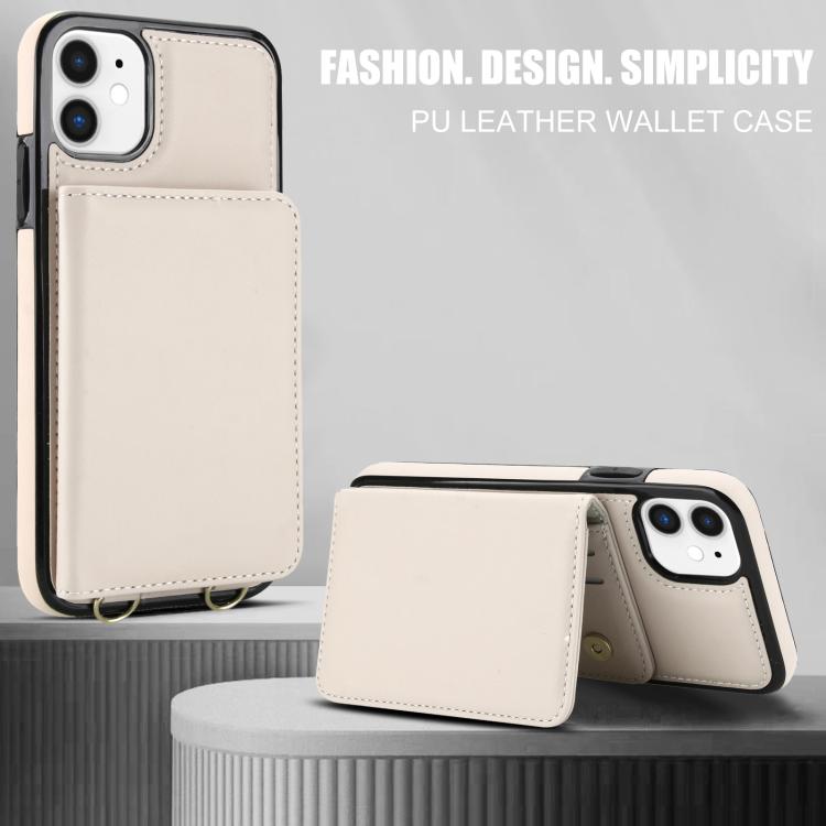 For iPhone 11 Crossbody Dual-buckle Wallet RFID Back Leather Phone Case