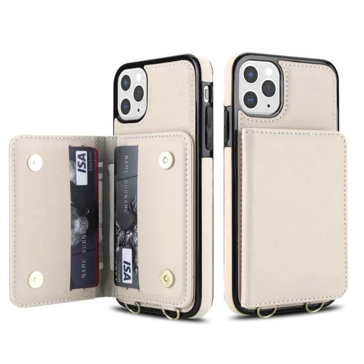 For iPhone 11 Pro Crossbody Dual-buckle Wallet RFID Back Leather Phone Case
