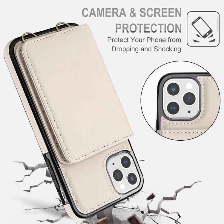 For iPhone 11 Pro Crossbody Dual-buckle Wallet RFID Back Leather Phone Case