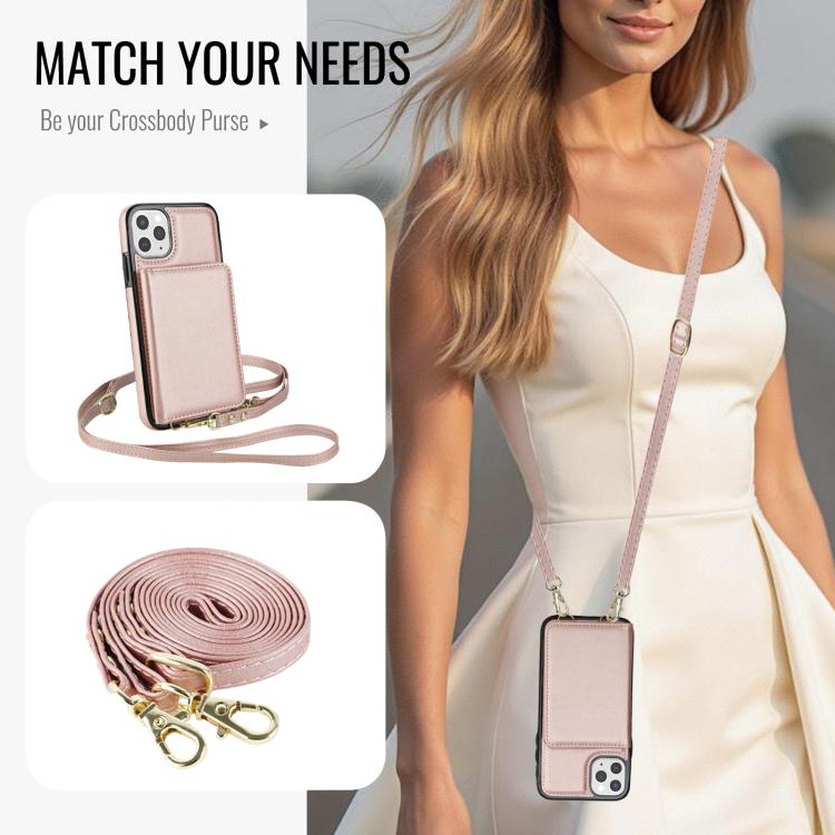 For iPhone 11 Pro Crossbody Dual-buckle Wallet RFID Back Leather Phone Case