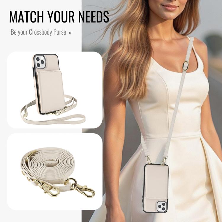 For iPhone 11 Pro Max Crossbody Dual-buckle Wallet RFID Back Leather Phone Case