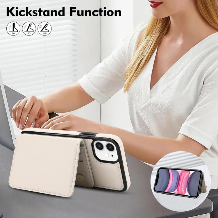 For iPhone 12 mini Crossbody Dual-buckle Wallet RFID Back Leather Phone Case