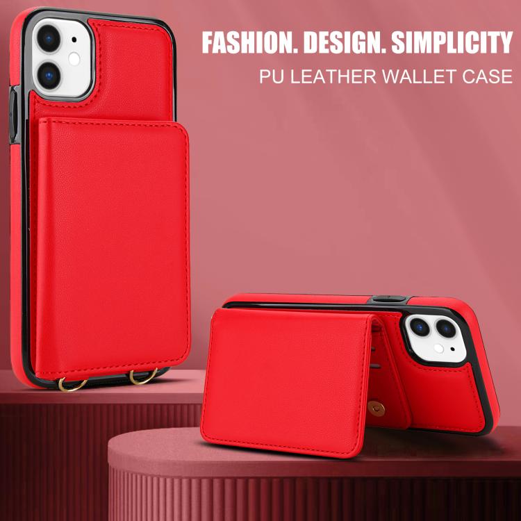 For iPhone 12 mini Crossbody Dual-buckle Wallet RFID Back Leather Phone Case