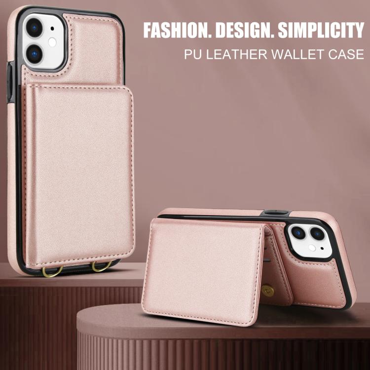 For iPhone 12 mini Crossbody Dual-buckle Wallet RFID Back Leather Phone Case