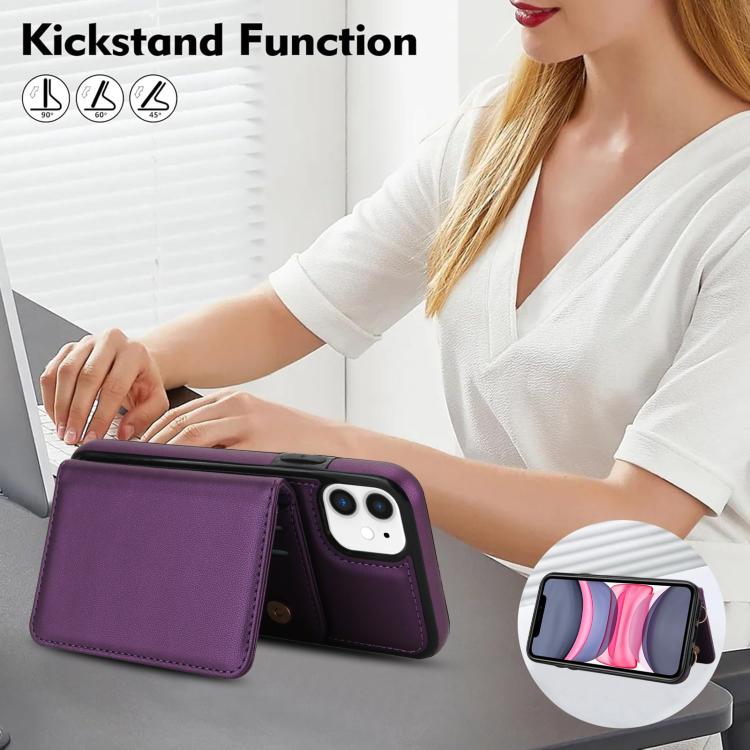For iPhone 12 mini Crossbody Dual-buckle Wallet RFID Back Leather Phone Case