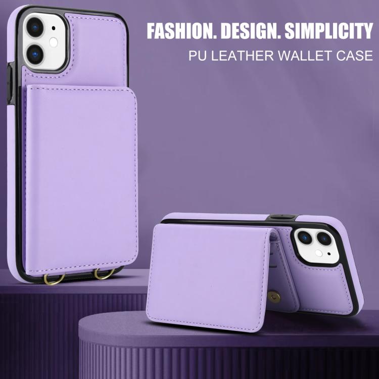 For iPhone 12 mini Crossbody Dual-buckle Wallet RFID Back Leather Phone Case