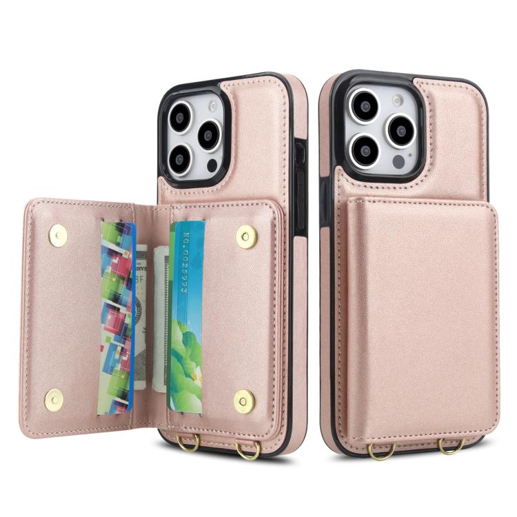 For iPhone 12 Pro Max Crossbody Dual-buckle Wallet RFID Back Leather Phone Case