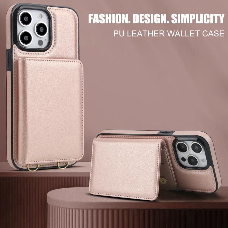 For iPhone 12 Pro Max Crossbody Dual-buckle Wallet RFID Back Leather Phone Case