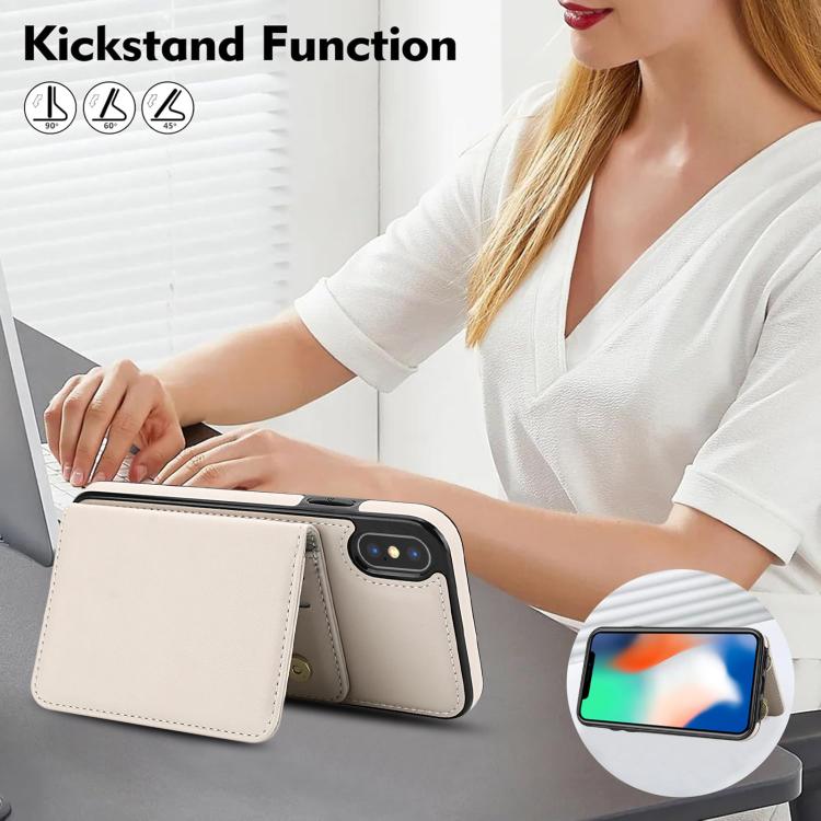 For iPhone XS / X Crossbody Dual-buckle Wallet RFID Back Leather Phone Case