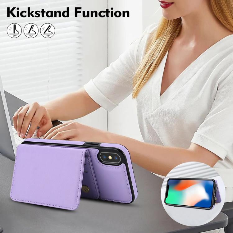 For iPhone XS / X Crossbody Dual-buckle Wallet RFID Back Leather Phone Case