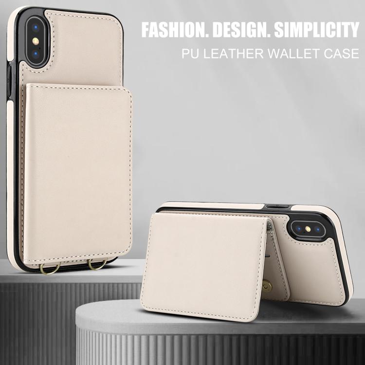 For iPhone XS Max Crossbody Dual-buckle Wallet RFID Back Leather Phone Case