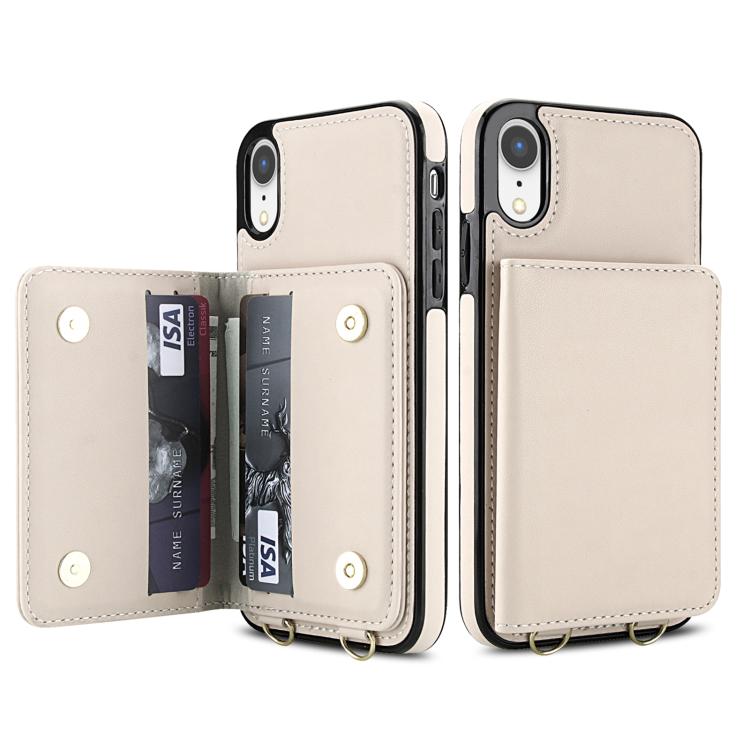 For iPhone XR Crossbody Dual-buckle Wallet RFID Back Leather Phone Case