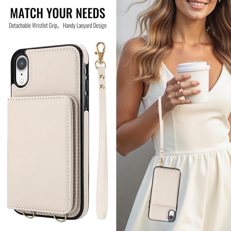 For iPhone XR Crossbody Dual-buckle Wallet RFID Back Leather Phone Case