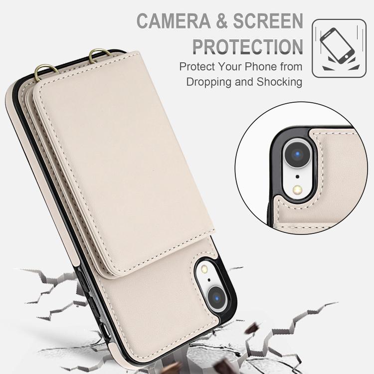 For iPhone XR Crossbody Dual-buckle Wallet RFID Back Leather Phone Case