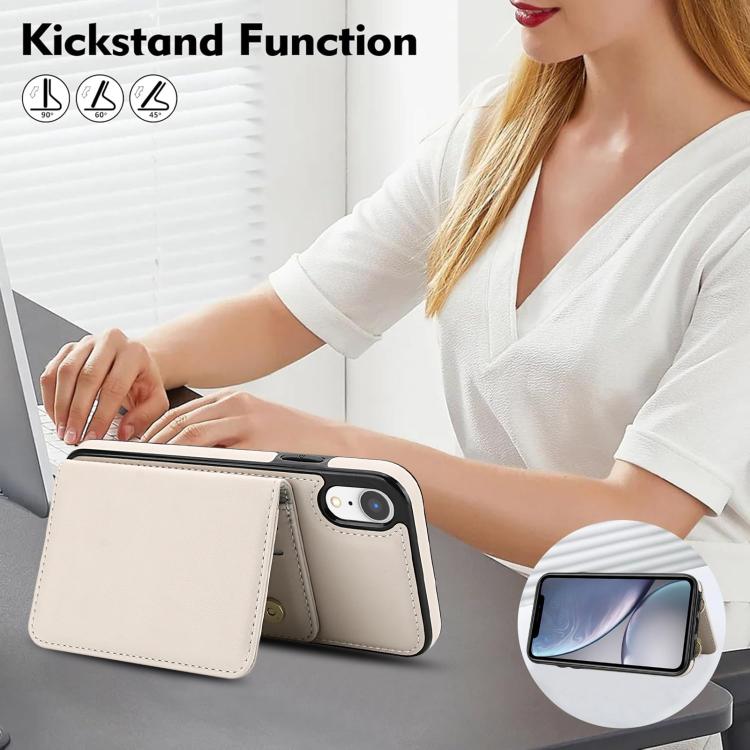 For iPhone XR Crossbody Dual-buckle Wallet RFID Back Leather Phone Case