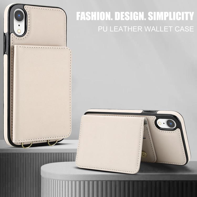 For iPhone XR Crossbody Dual-buckle Wallet RFID Back Leather Phone Case
