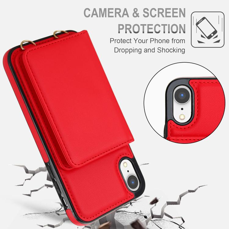 For iPhone XR Crossbody Dual-buckle Wallet RFID Back Leather Phone Case
