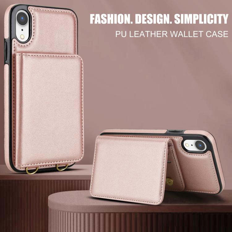 For iPhone XR Crossbody Dual-buckle Wallet RFID Back Leather Phone Case