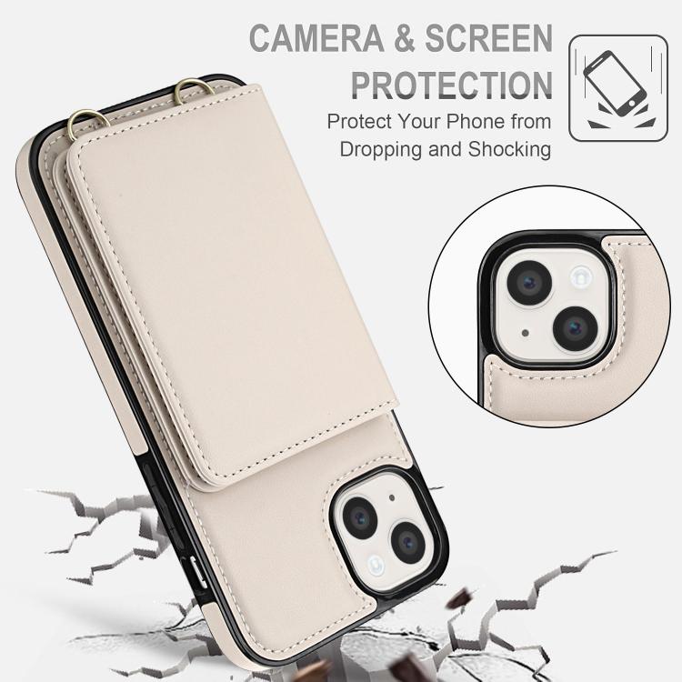 For iPhone 13 mini Crossbody Dual-buckle Wallet RFID Back Leather Phone Case