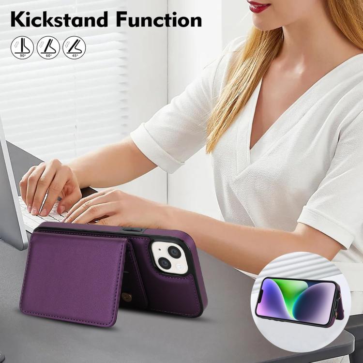For iPhone 13 mini Crossbody Dual-buckle Wallet RFID Back Leather Phone Case