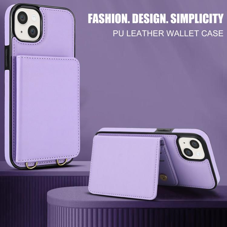 For iPhone 13 mini Crossbody Dual-buckle Wallet RFID Back Leather Phone Case